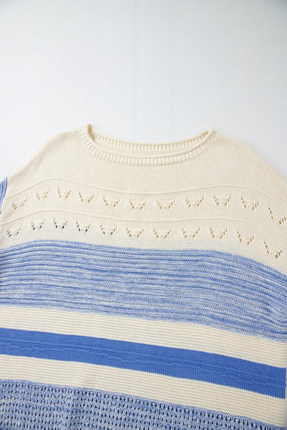 open stitch puff sleeve sweater