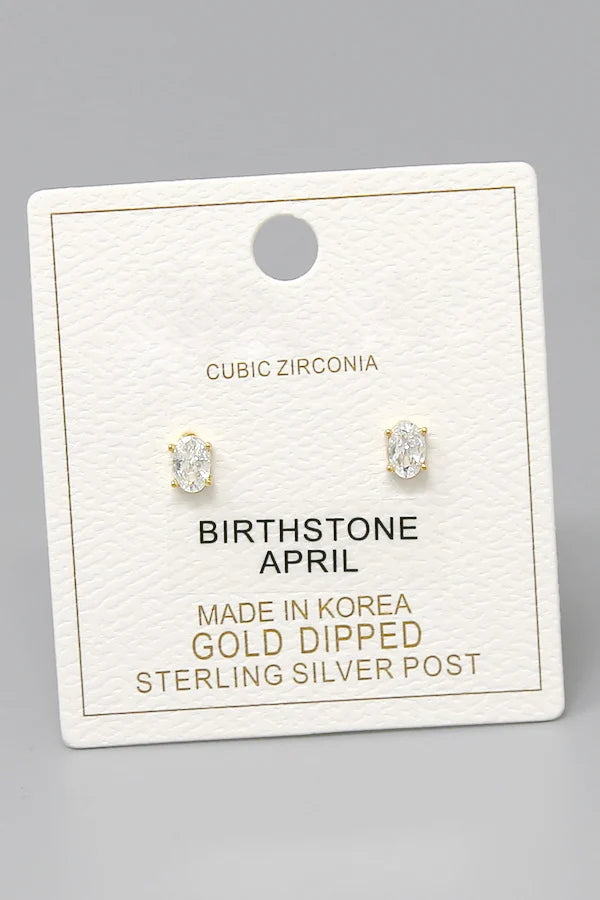 oval cz stud earrings