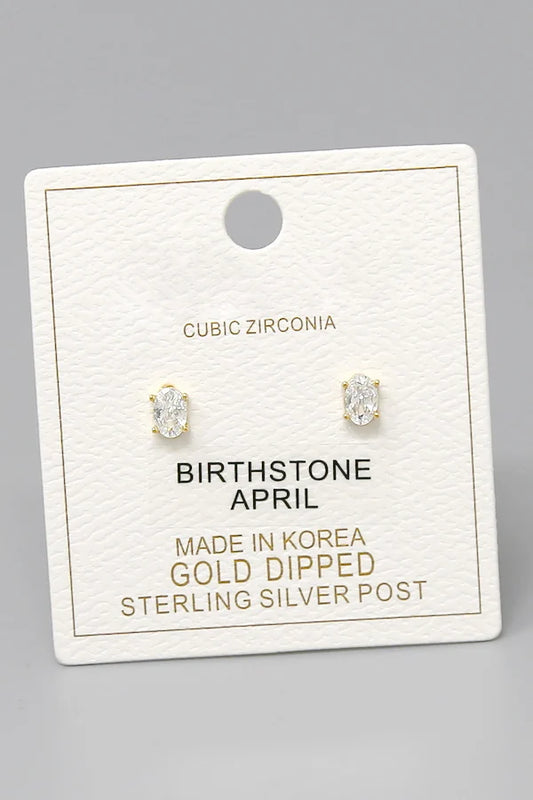 oval cz stud earrings