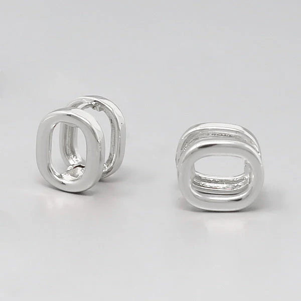 oval metal huggie hoop earrings