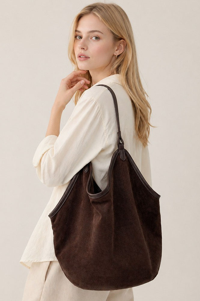 oversized faux suede slouchy shoulder bag