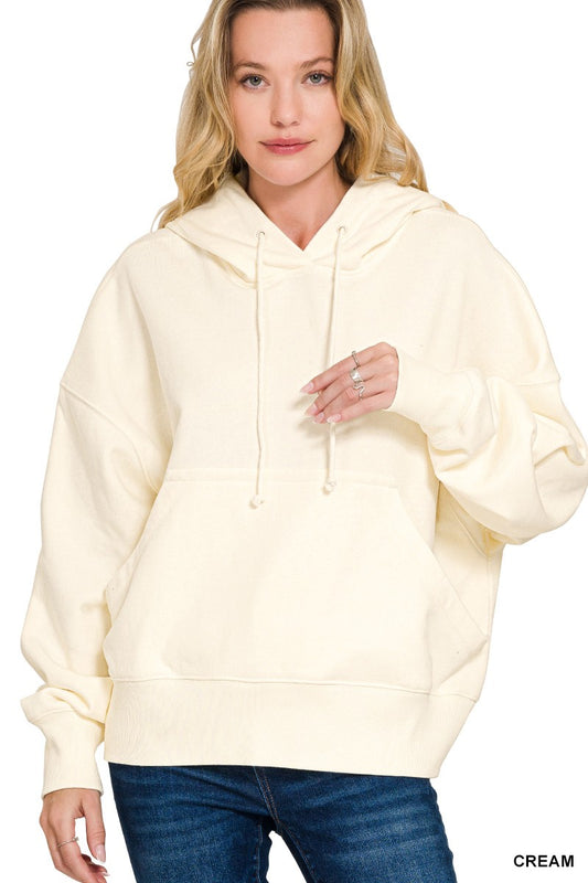 oversized fleece kangaroo pocket hoodie