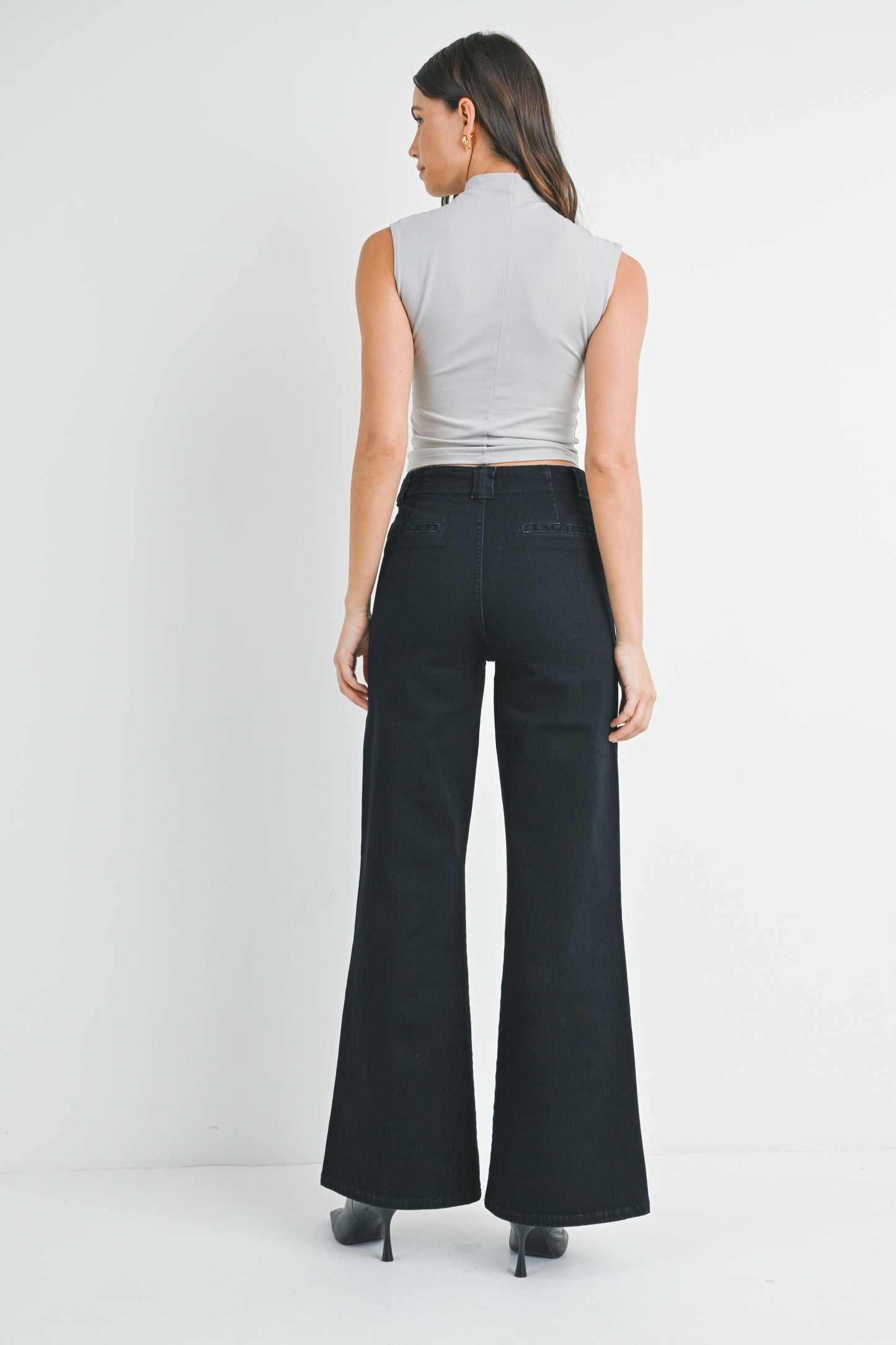 patch pocket wide leg flare