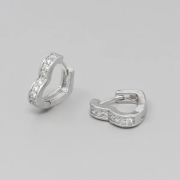 pave heart huggie hoop earrings