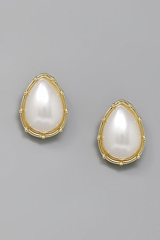 pearl teardrop stud earrings