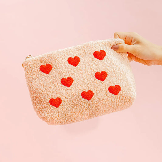 Pink teddy pouch-heart