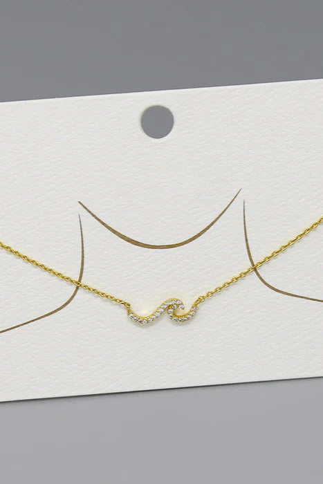 Ocean CZ Pendant Short Chain Necklace