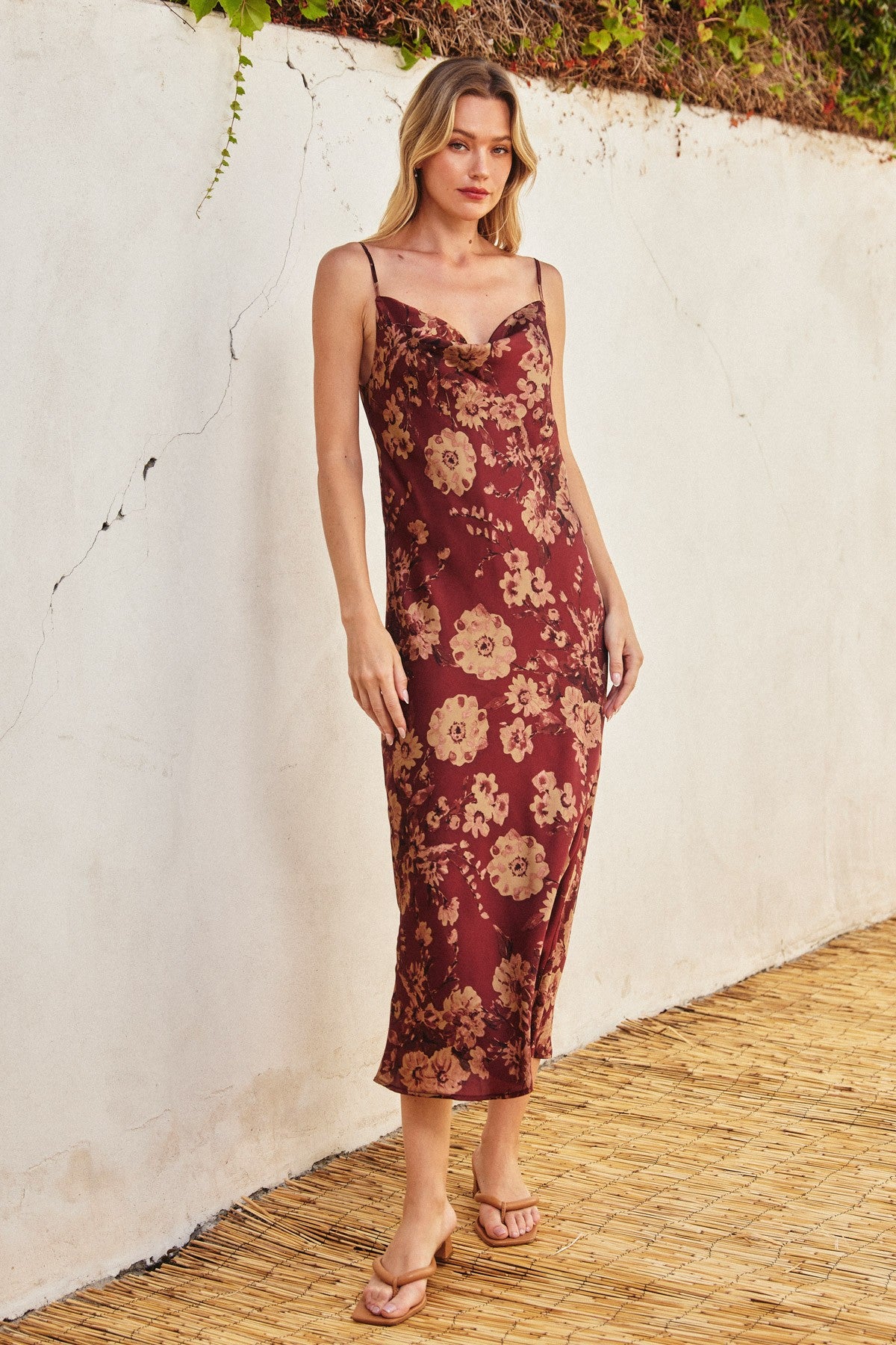 poets cowl neck midi dress