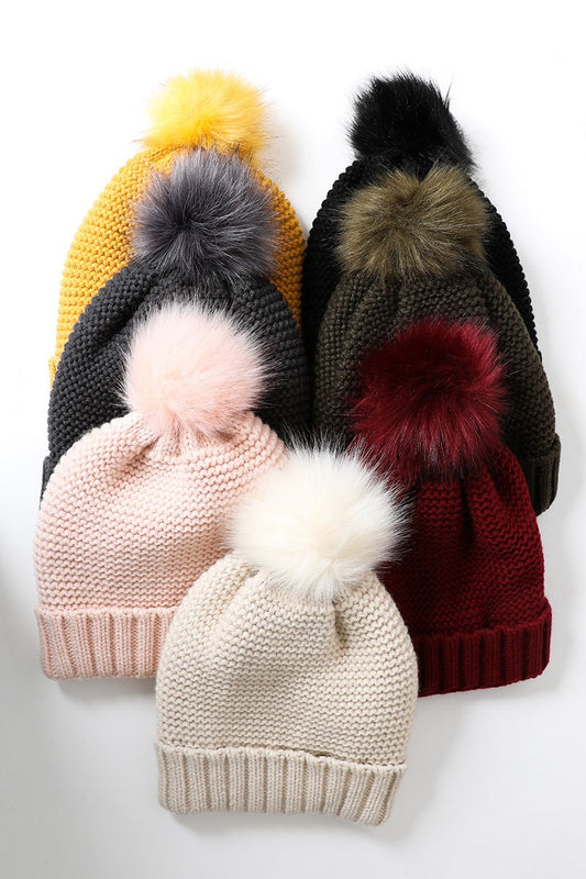 pom beanie with sherpa lining