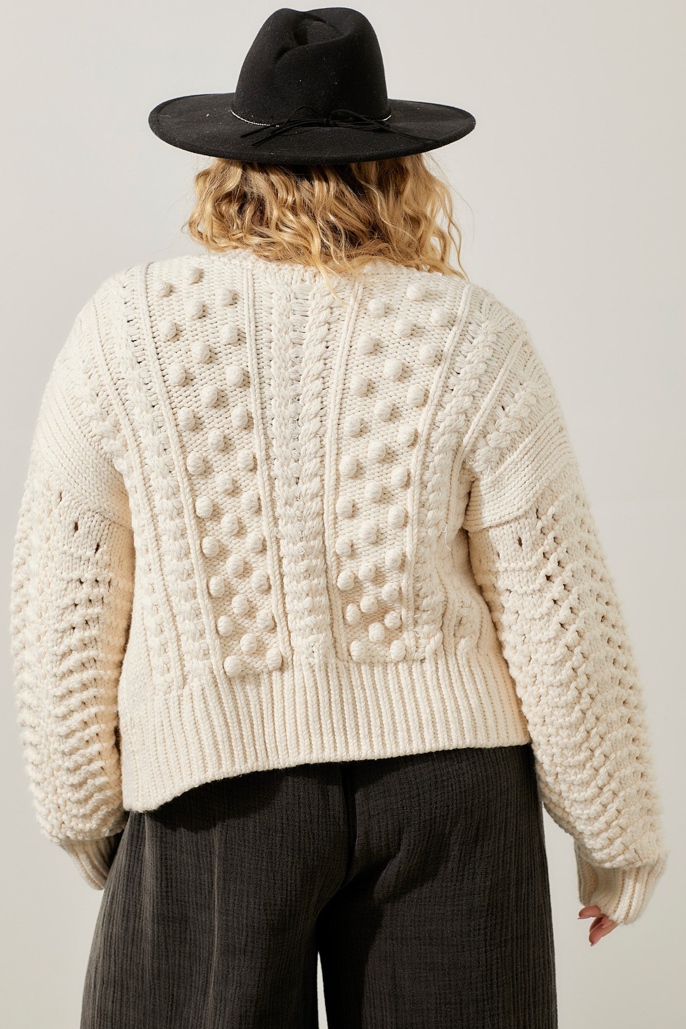 pom pom sweater cardigan-curvy