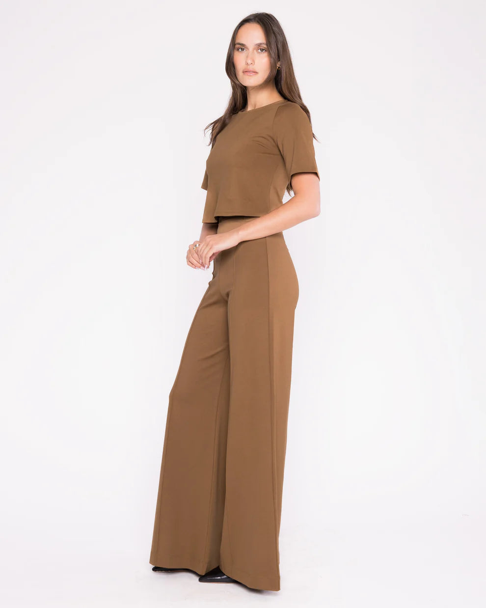 ponte knit wide leg pant
