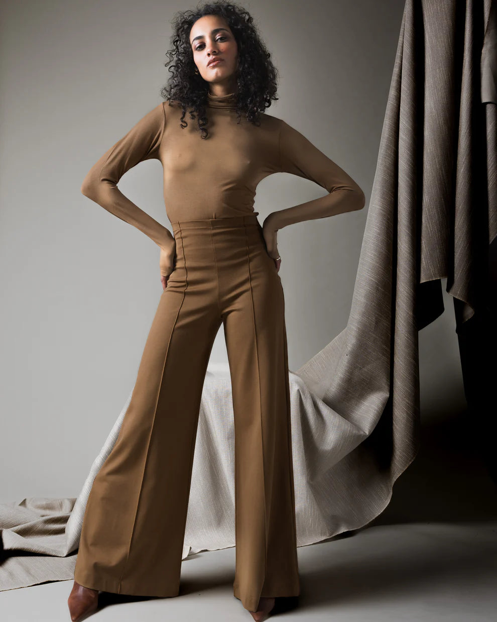 ponte knit wide leg pant