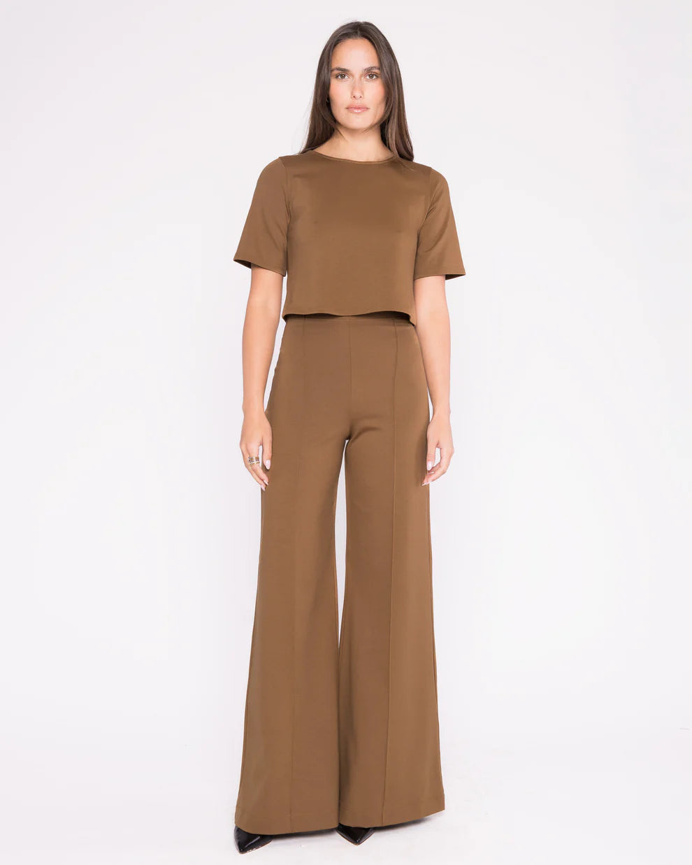 ponte knit wide leg pant