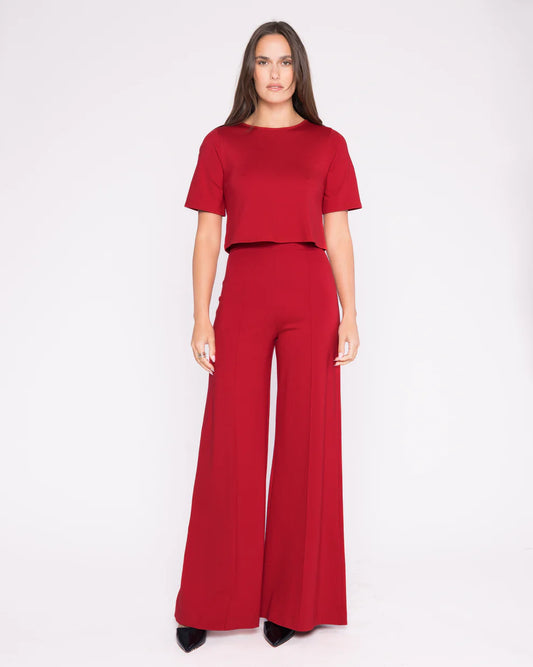 ponte knit wide leg pant