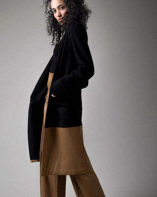 ponte knit color block smoking jacket