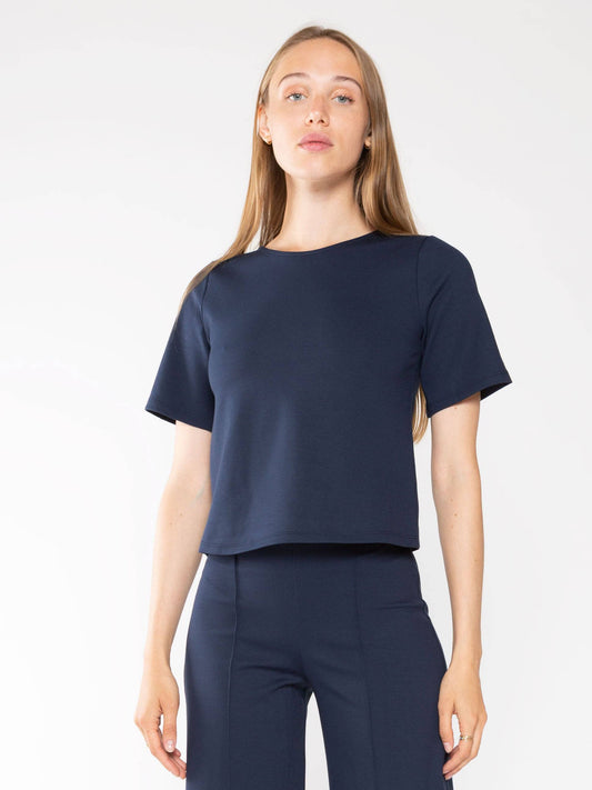 Ponte Knit Short Sleeve Top