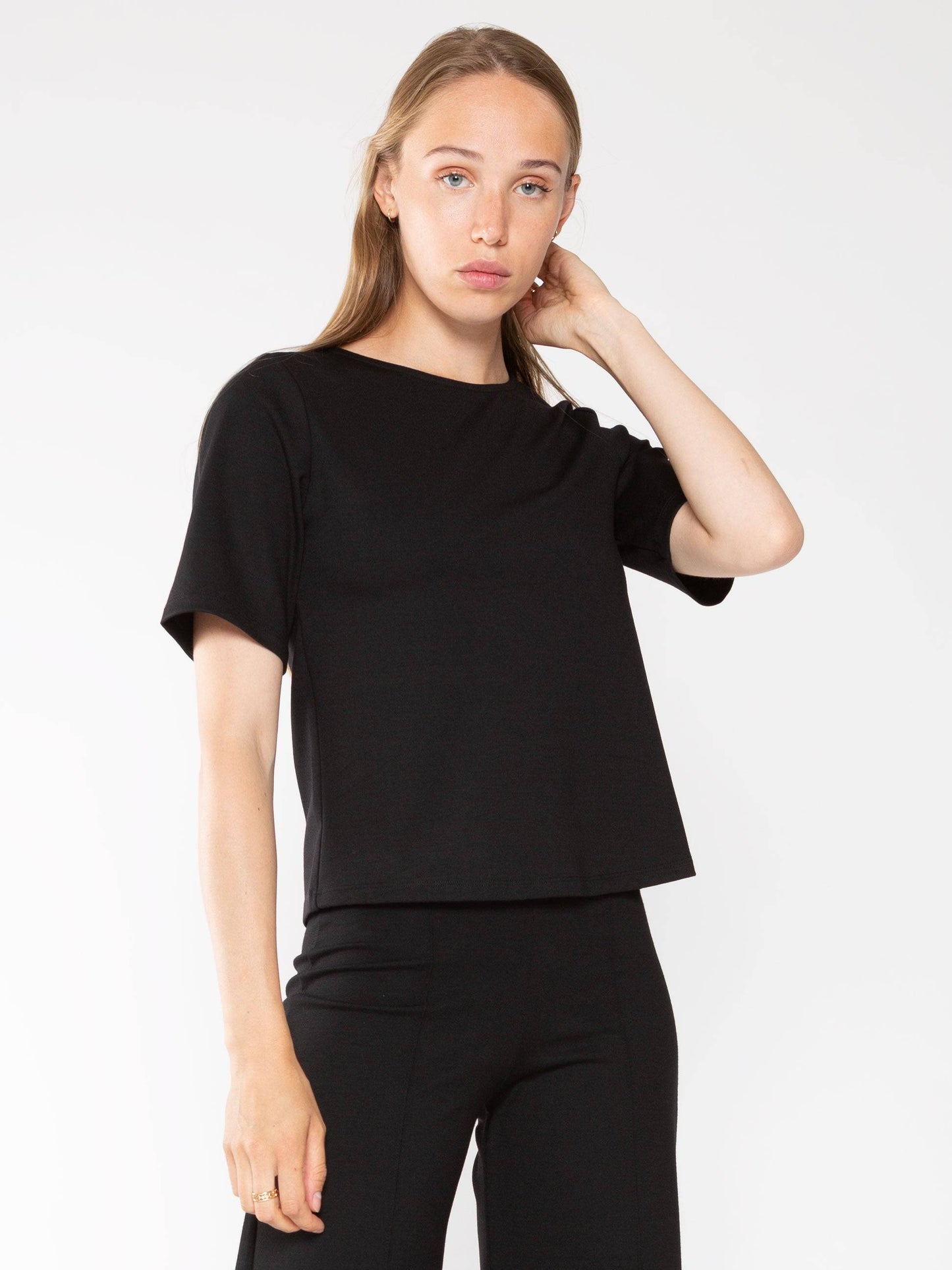 ponte knit short sleeve top