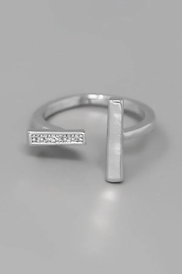 CZ Pave Bar Open Ring