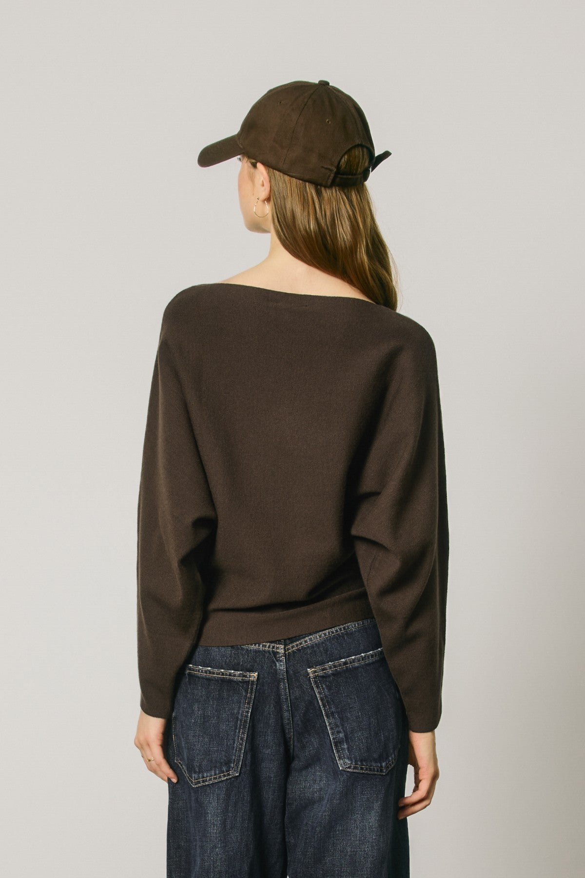 relaxed boat neck dolman sleeve sweater