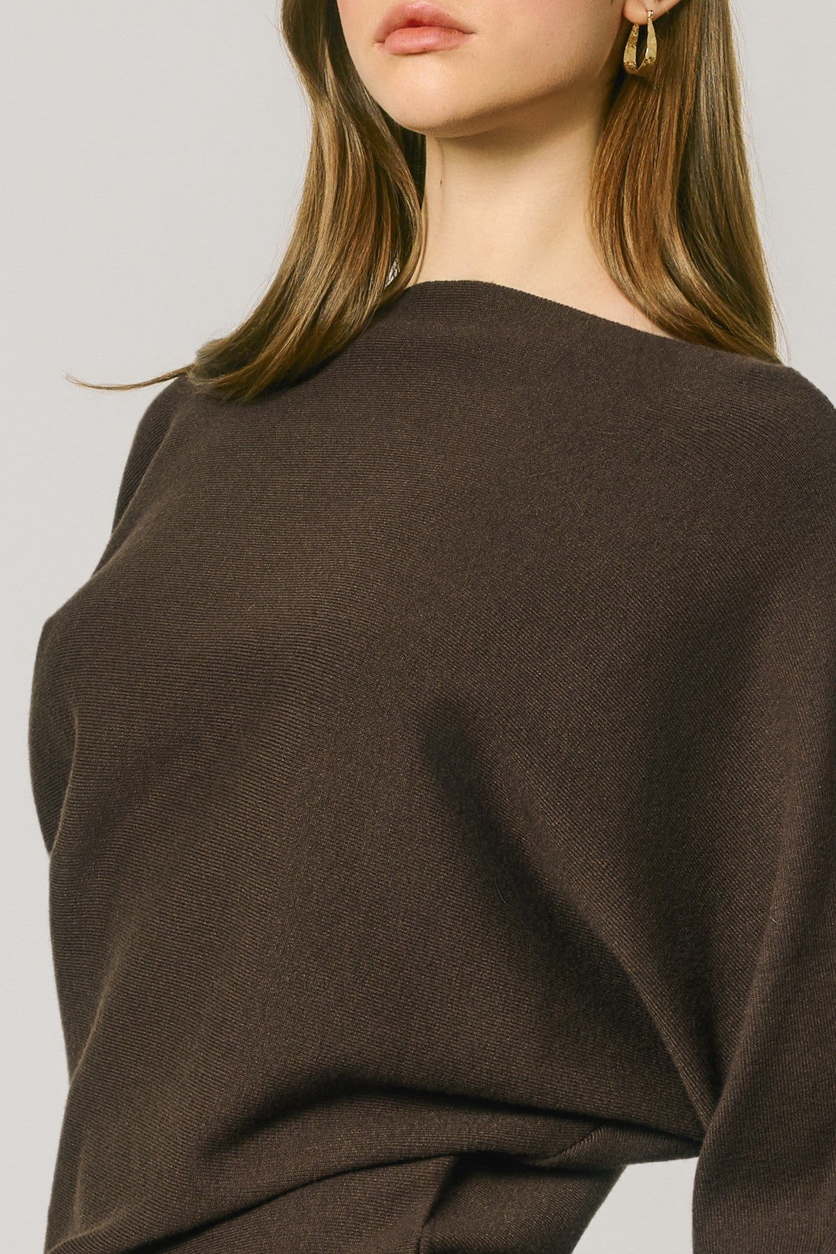 relaxed boat neck dolman sleeve sweater