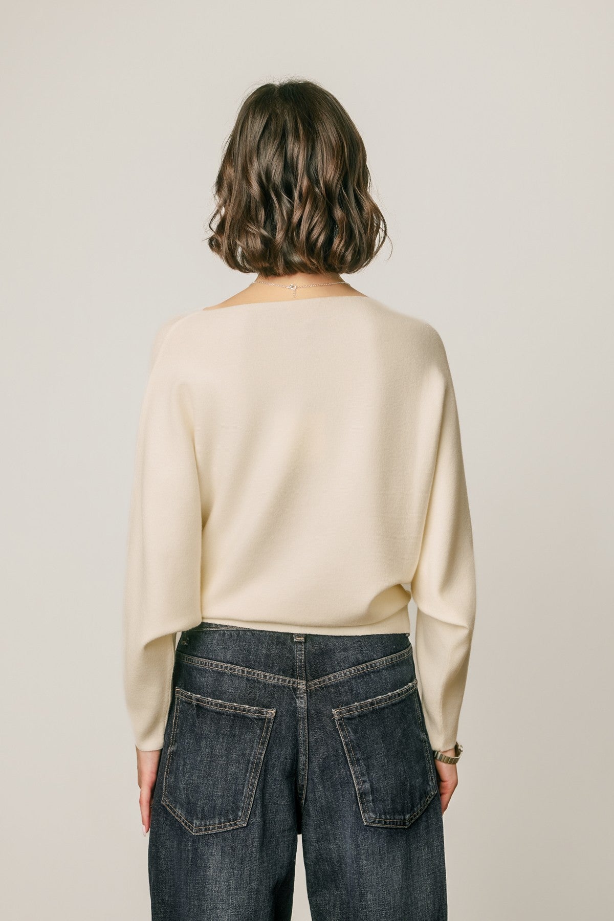 relaxed boat neck dolman sleeve sweater