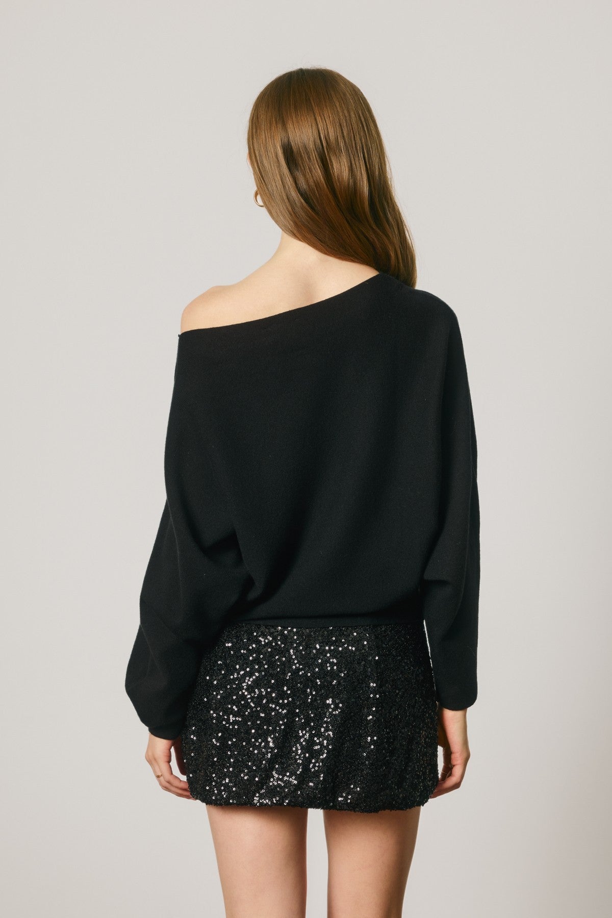 relaxed boat neck dolman sleeve sweater
