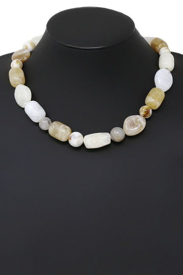 resin marble beaded necklace