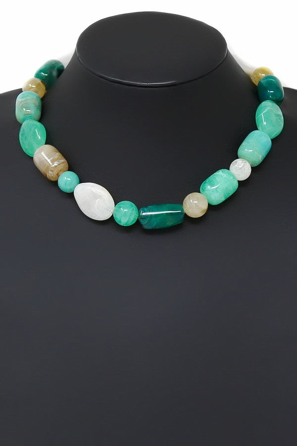 resin marble beaded necklace