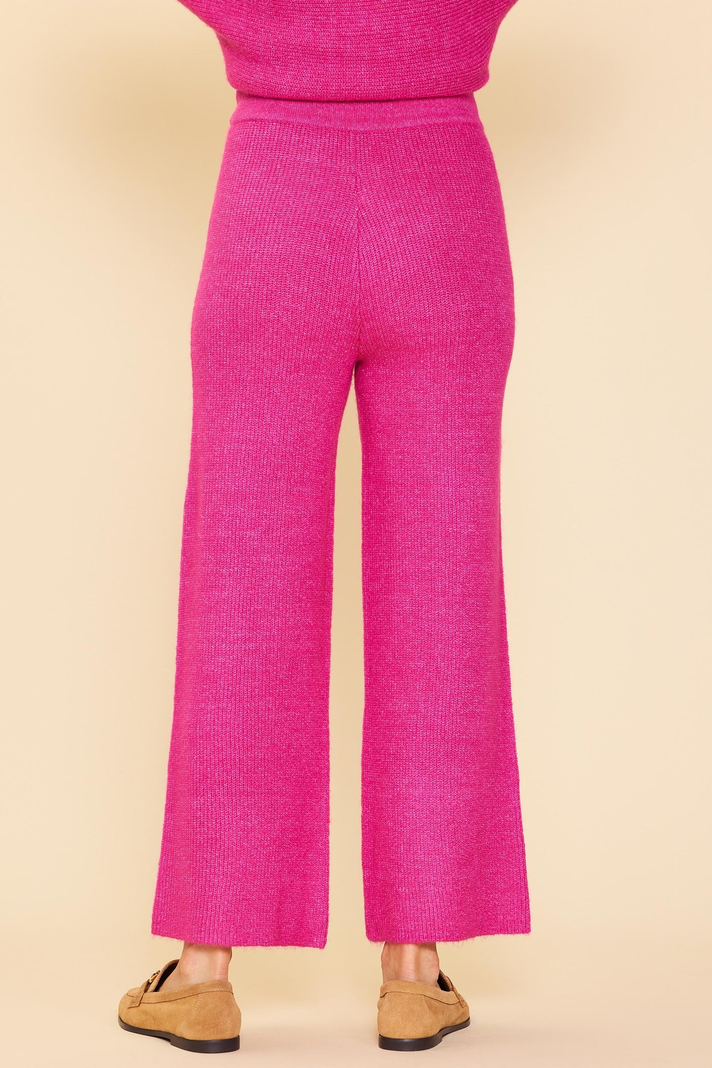 rib knit wide leg pants