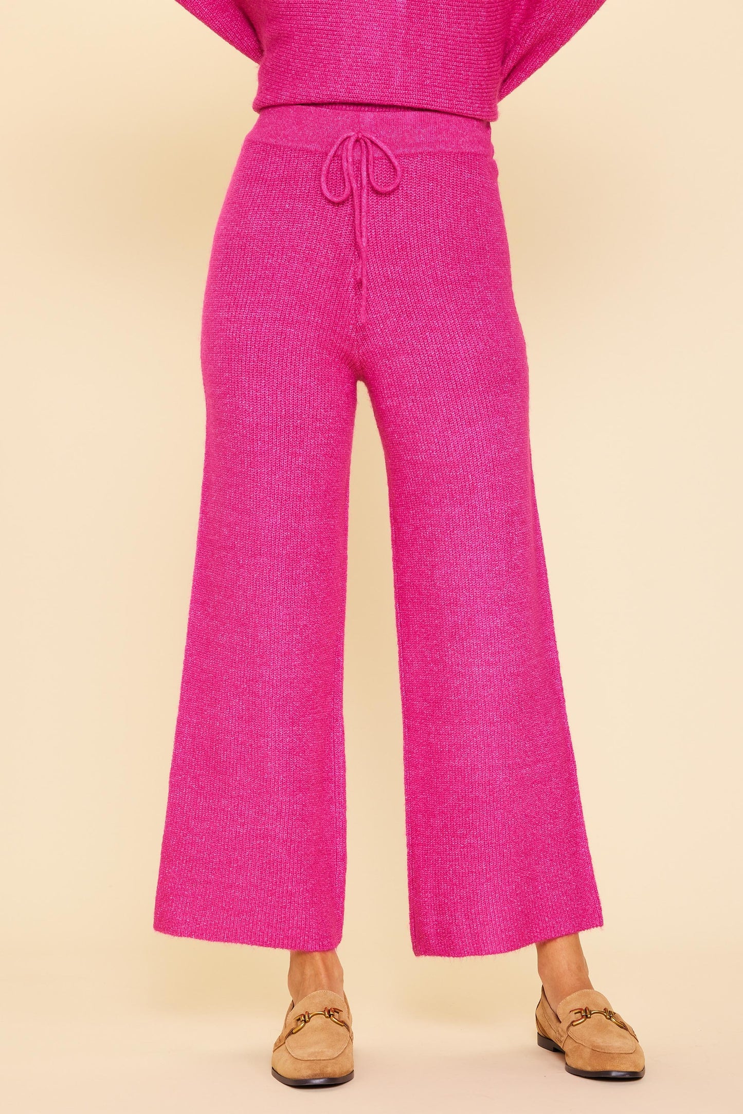 rib knit wide leg pants