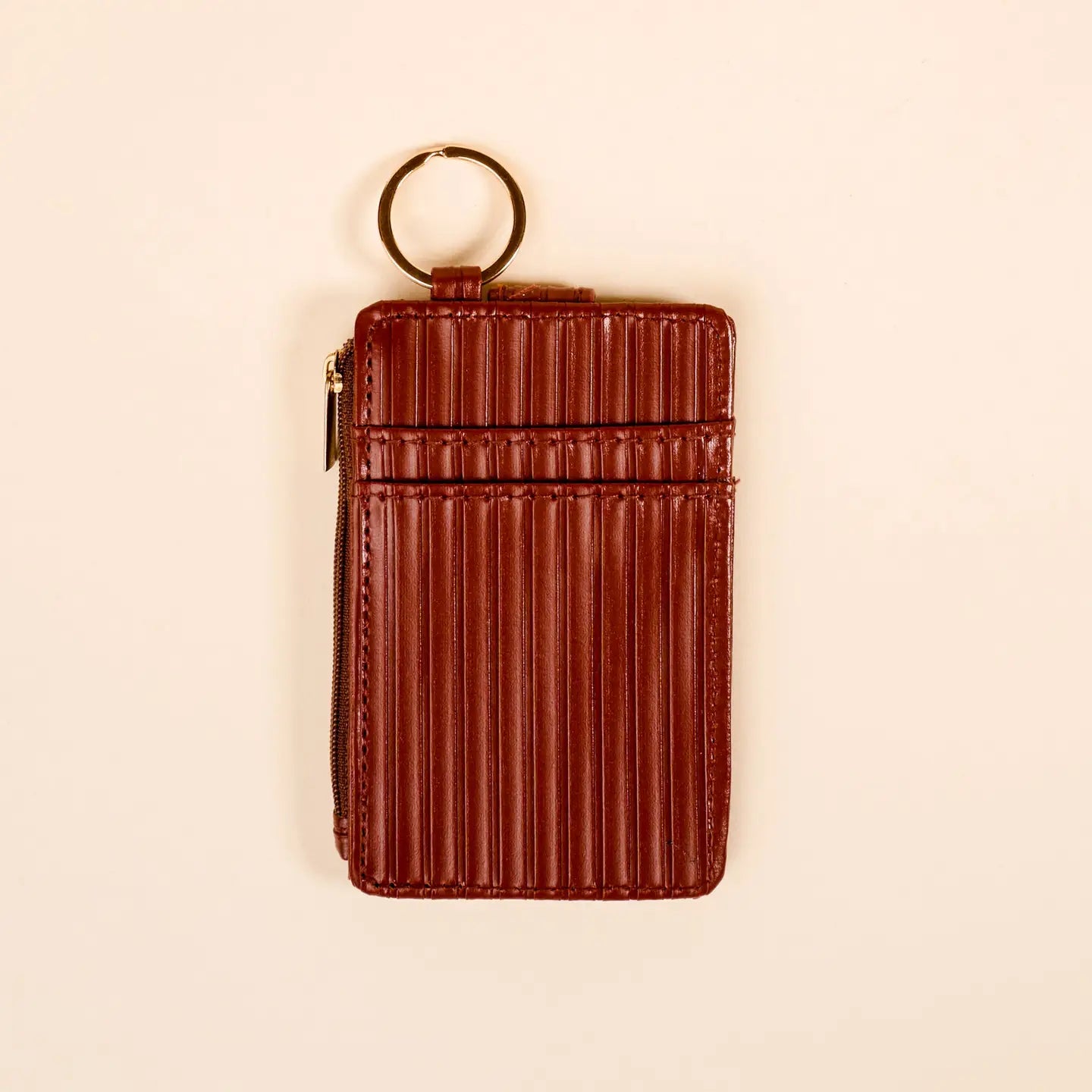 ripple ridge keychain wallet-cognac