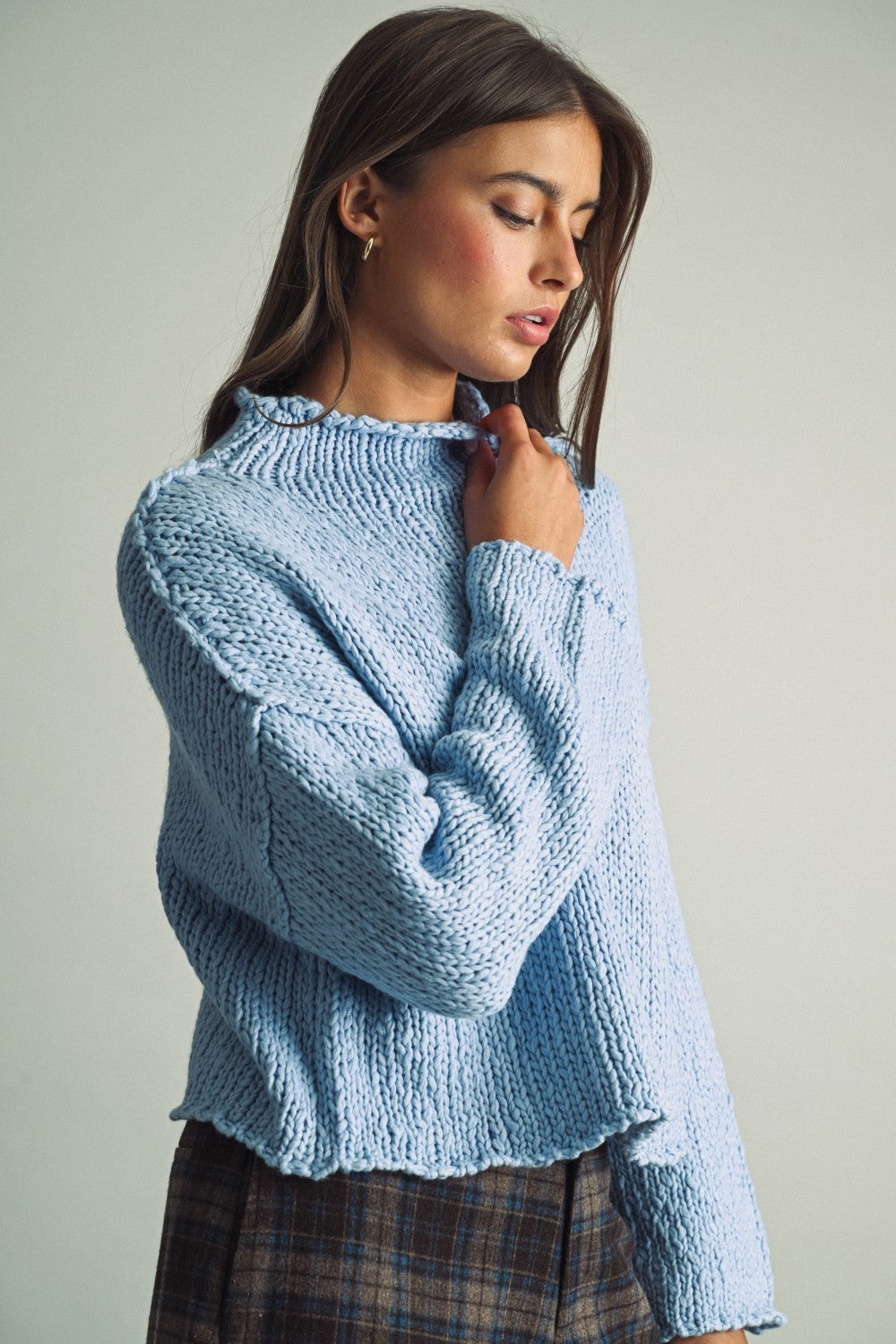 roll hemming ls sweater top