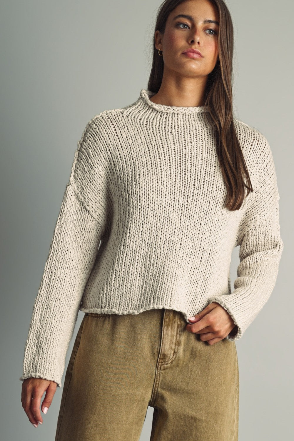 roll hemming ls sweater top