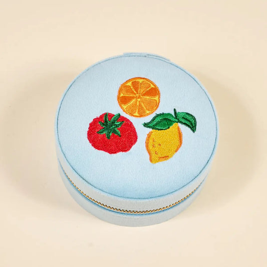 round velvet jewelry case-fruit market