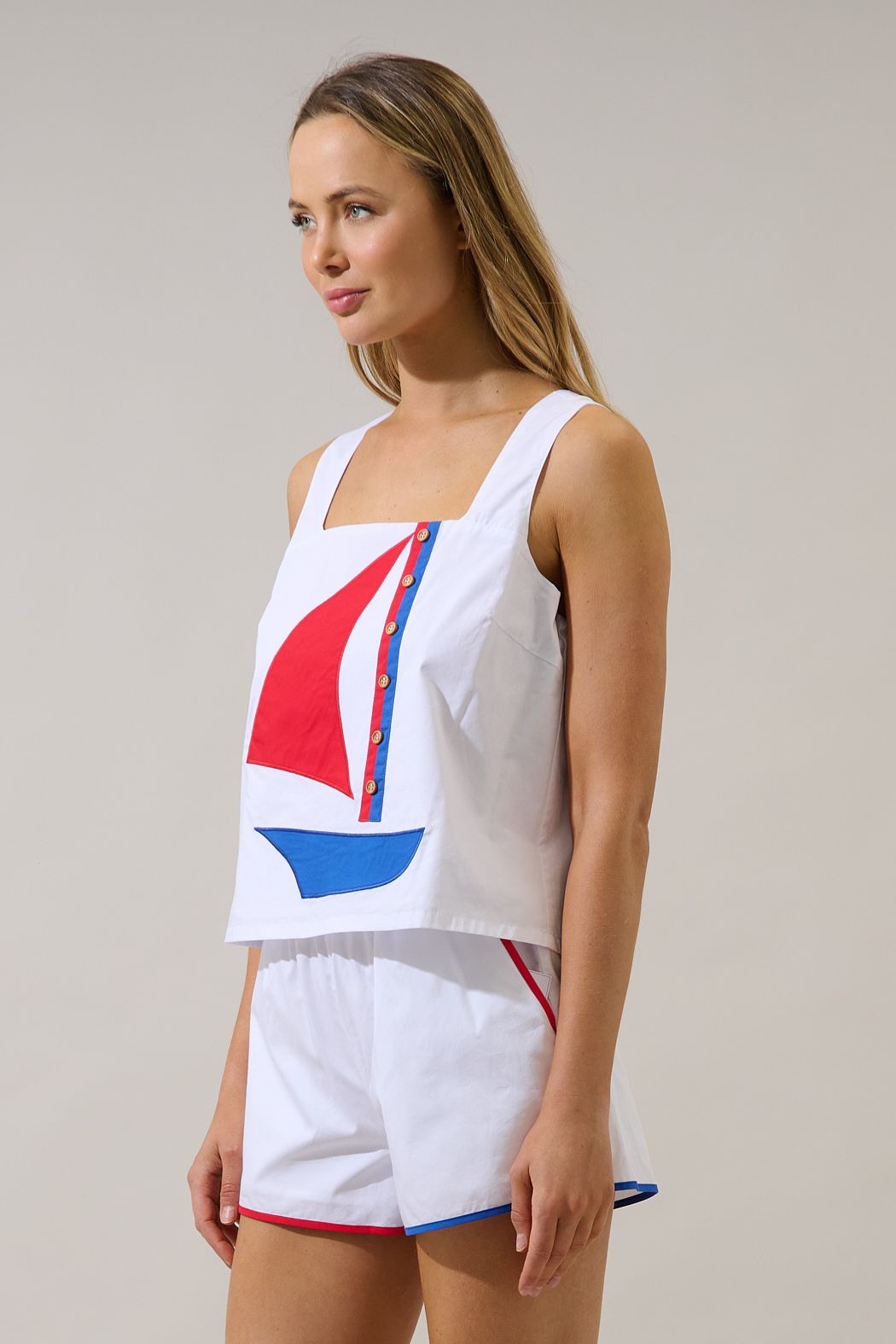 sailboat square neck tank top