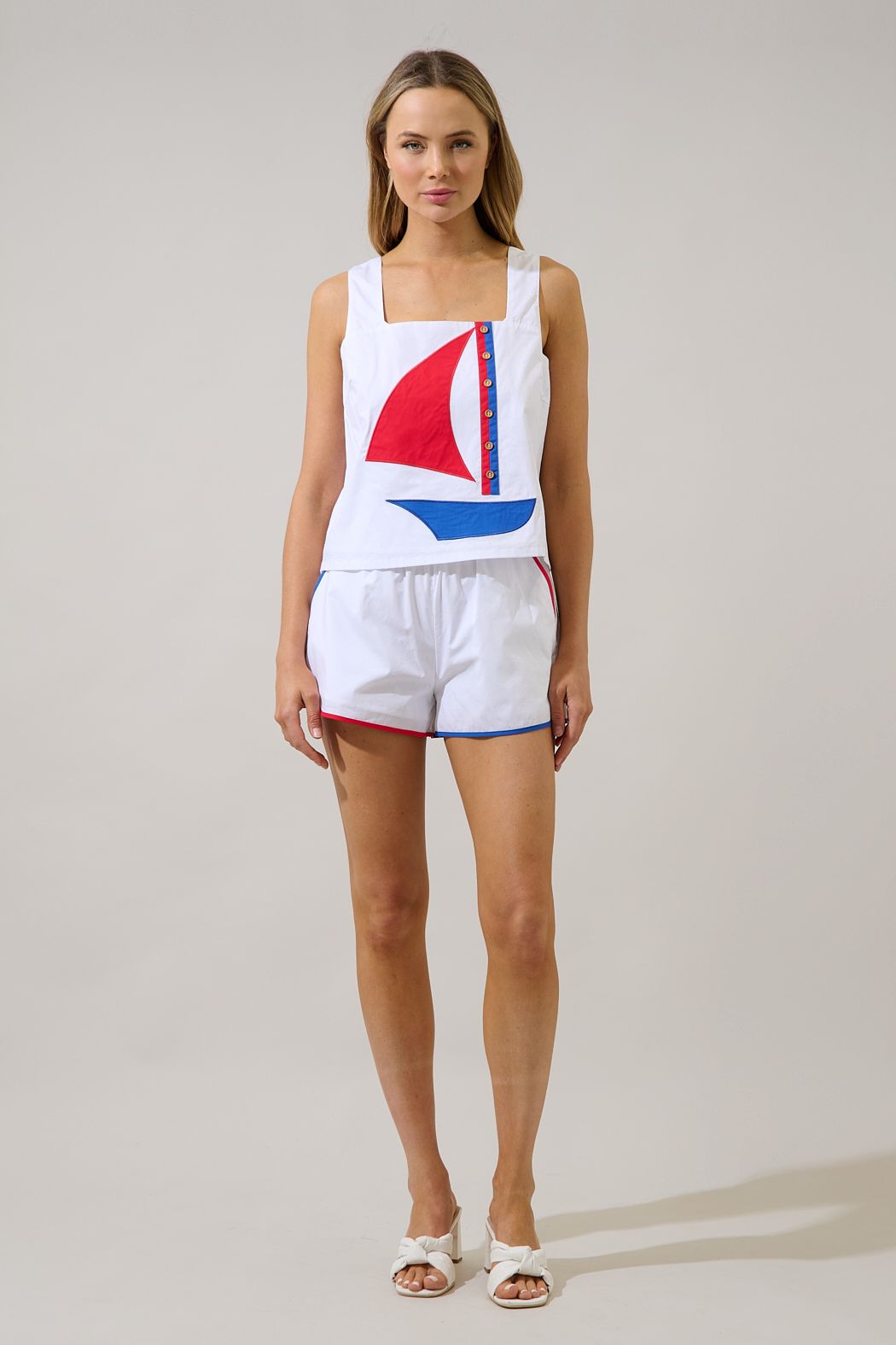 sailboat square neck tank top