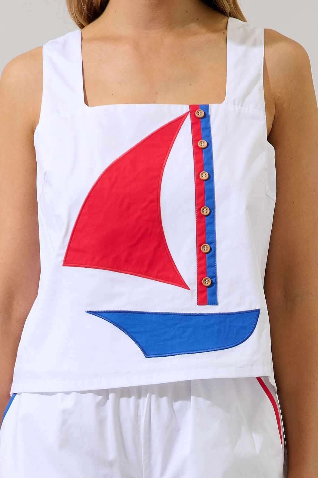 sailboat square neck tank top