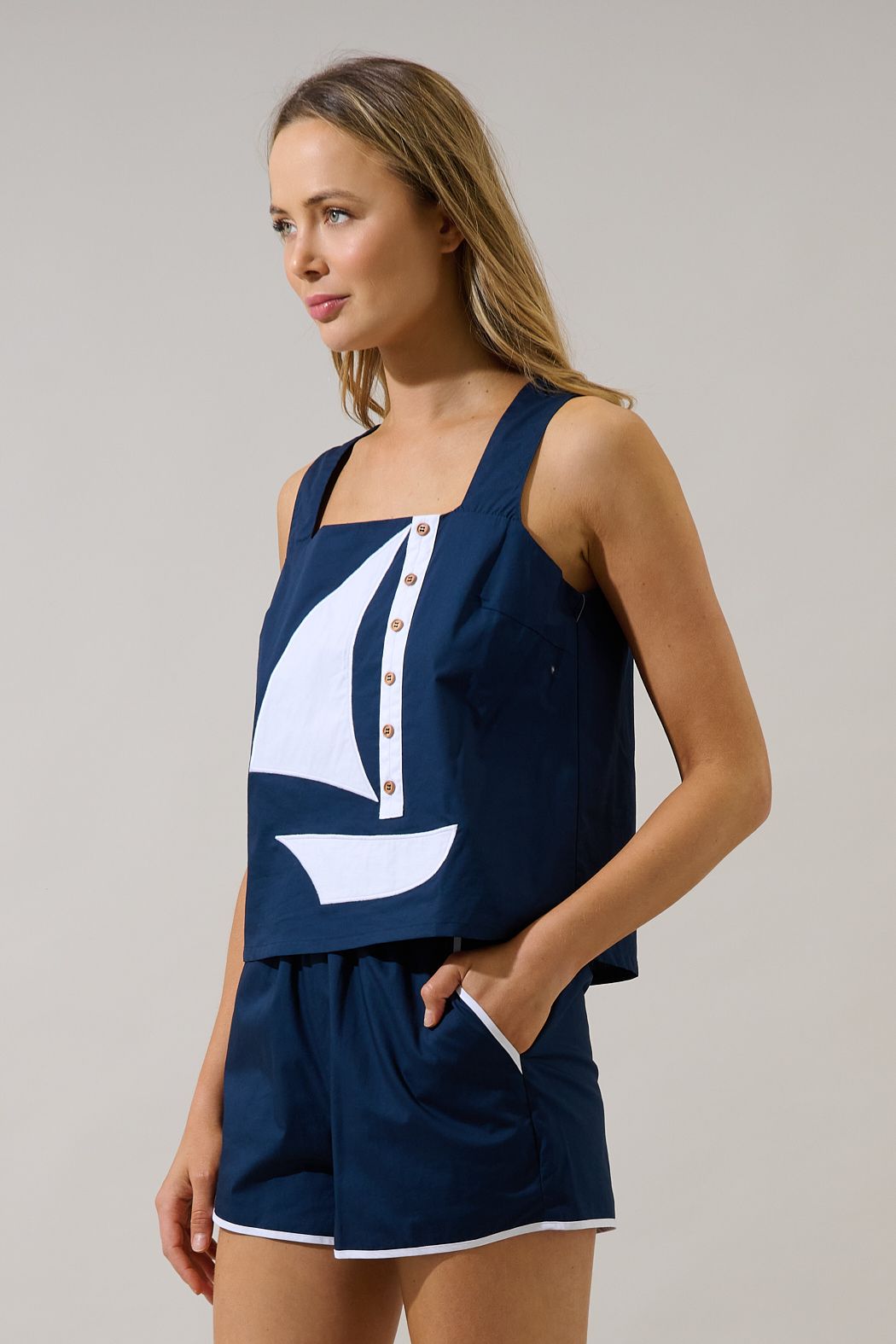 sailboat square neck tank top