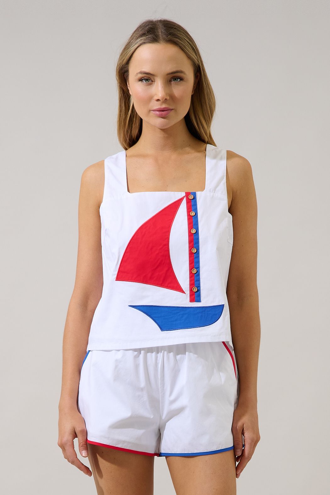 sailboat square neck tank top