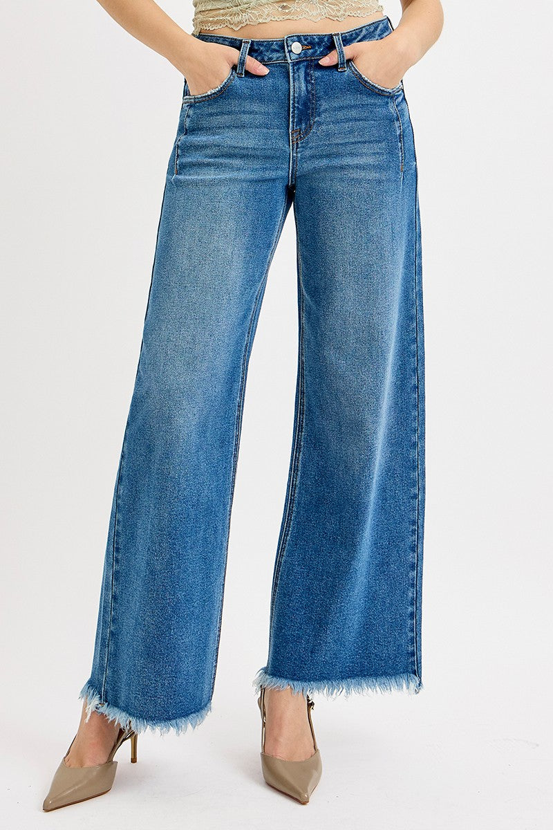sammy slouchy wide leg fray hem jeans