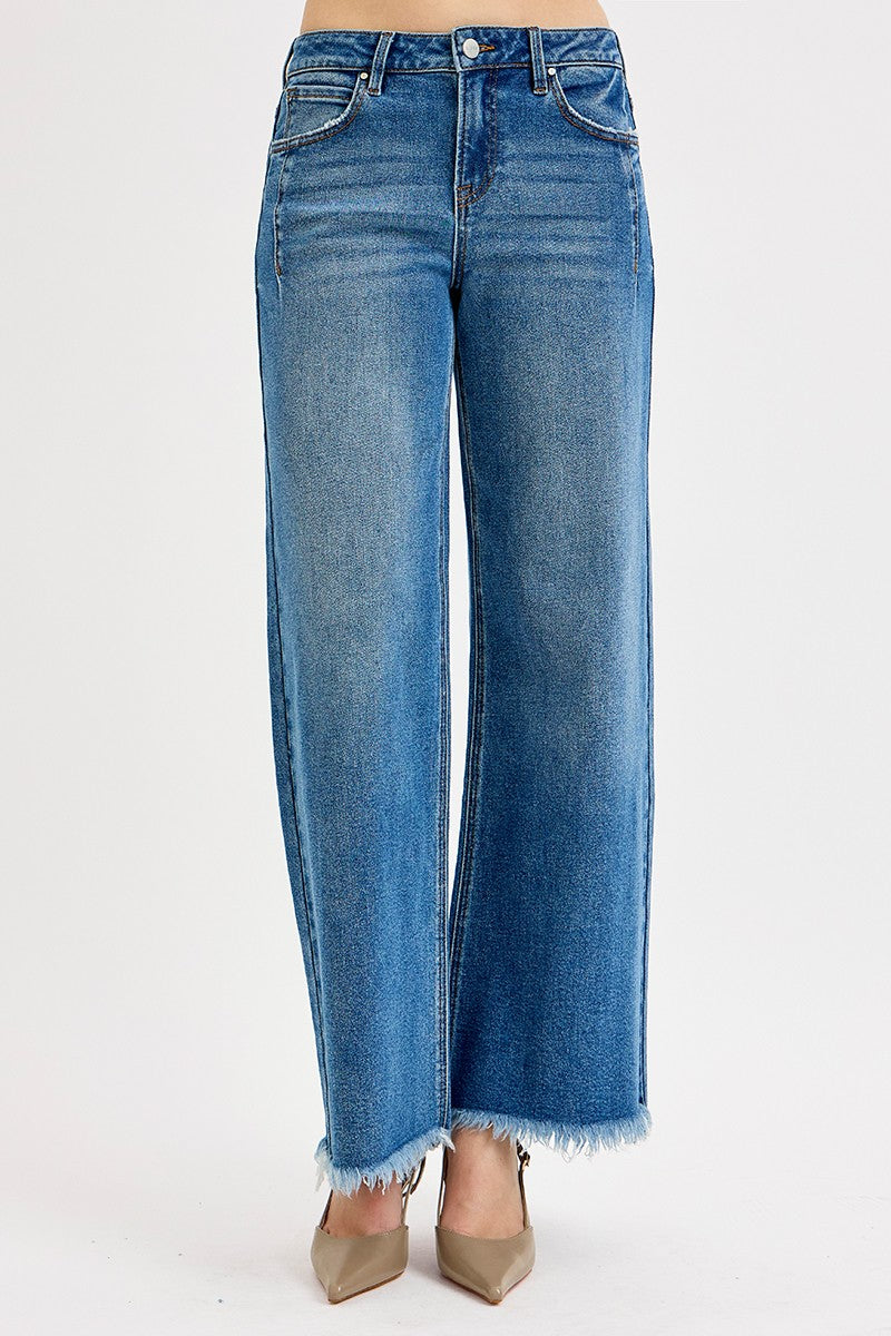 sammy slouchy wide leg fray hem jeans