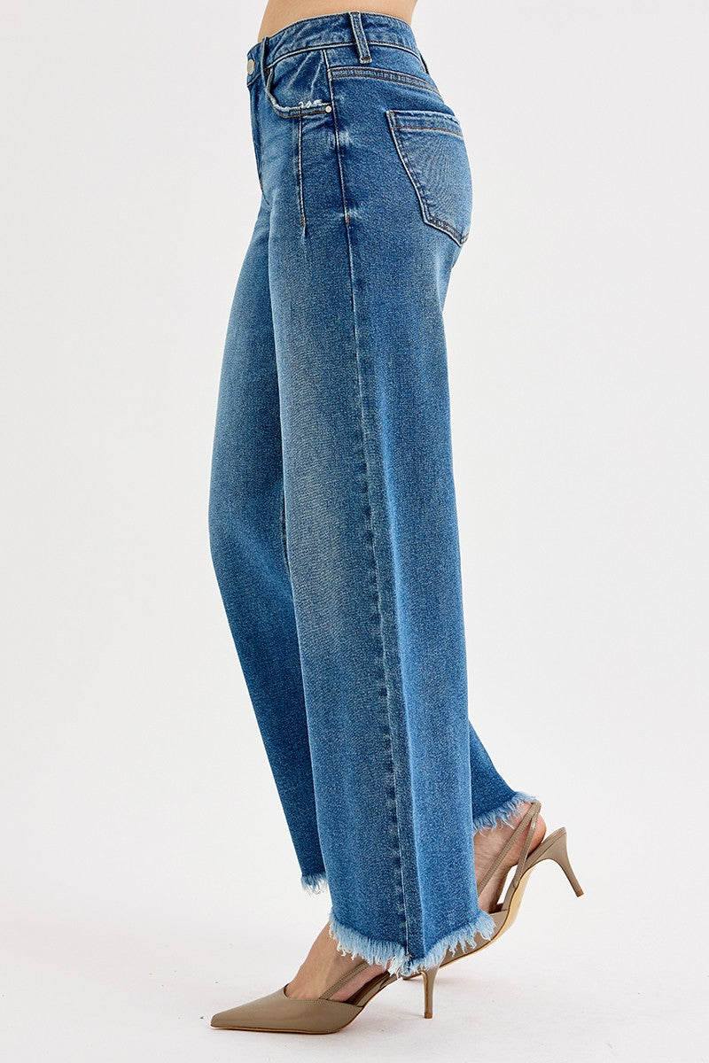 sammy slouchy wide leg fray hem jeans
