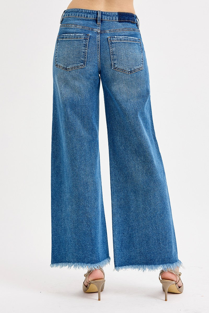 sammy slouchy wide leg fray hem jeans