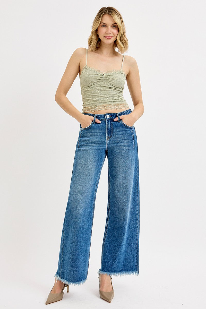 sammy slouchy wide leg fray hem jeans