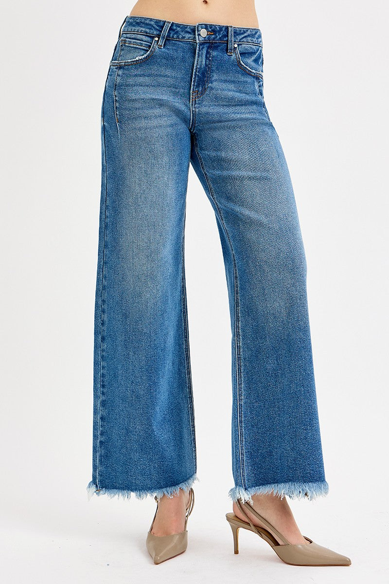 sammy slouchy wide leg fray hem jeans