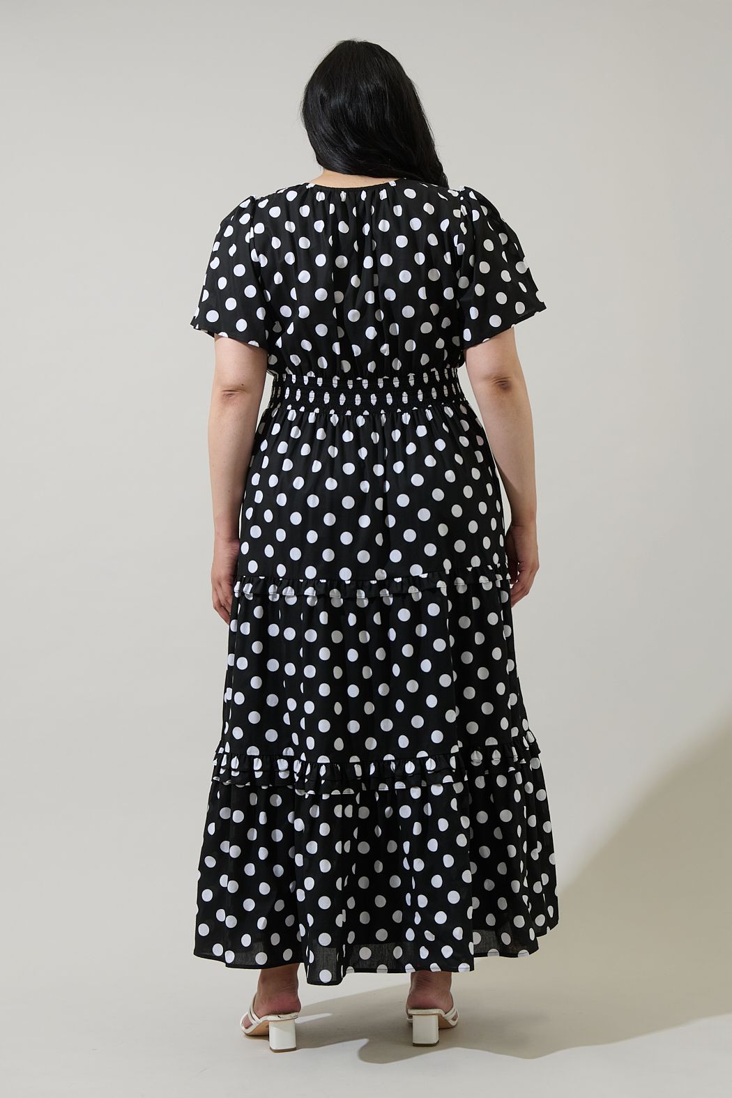 saraya dot midi dress