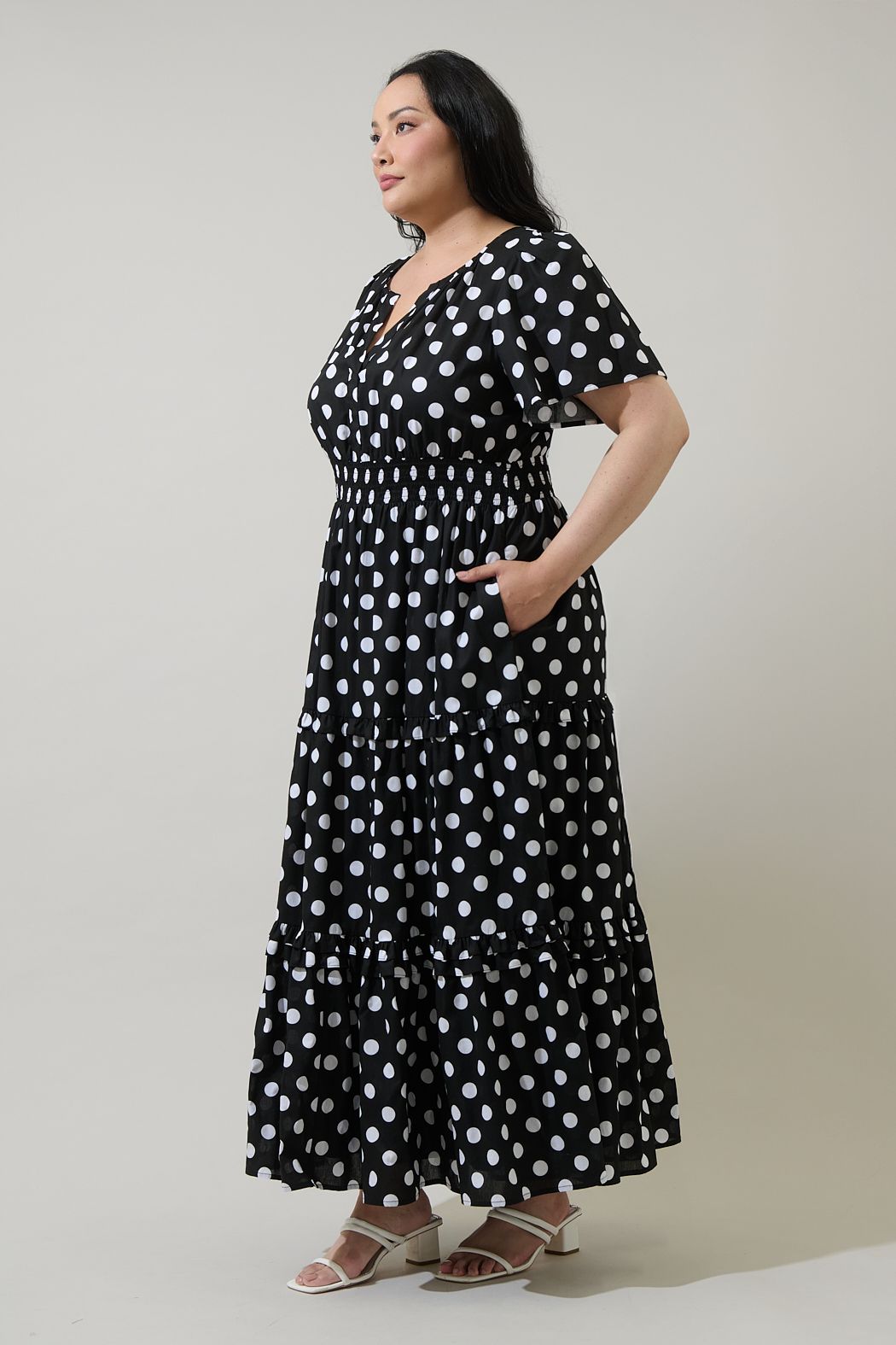 saraya dot midi dress