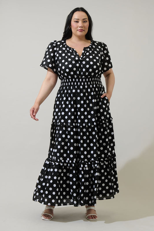 saraya dot midi dress