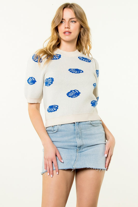 seashell short sleeve knit top