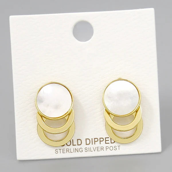 shell disc layered hoop earrings